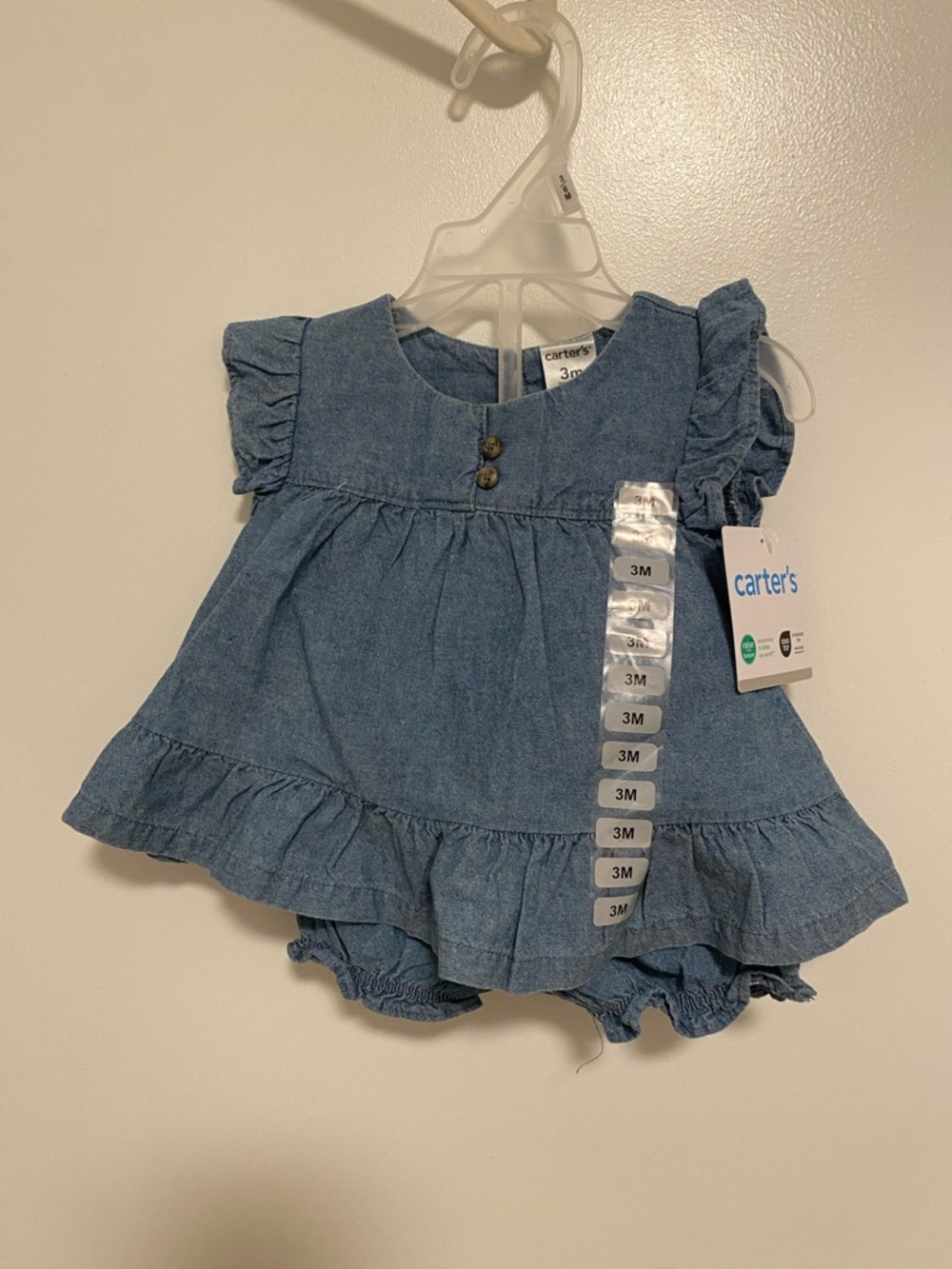 Carter's Light Blue Denim Ruffle Dress & Bloomers